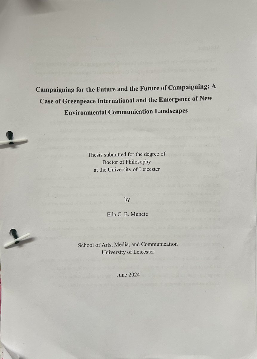 Thrilled to announce I passed my PhD viva on 16th August 🎉 

Thanks to my excellent supervisory team, Anders Hansen and Bernhard Forchtner! 

Thanks also to my examiners Alison Anderson and Julian Matthews for such a great discussion about my research.