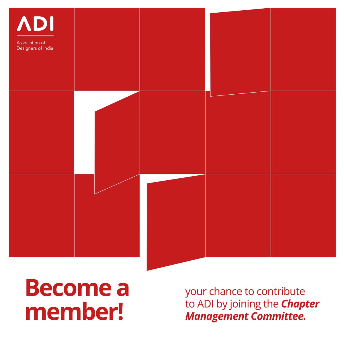 Be a Part of Shaping the Future of Design in India!

At ADI, we’re not just building a community; we’re shaping the future of design in India. 
#ADI #Associationofdesignersofindia #ADICommunity #Designersofindia  #Indiandesigncommunity