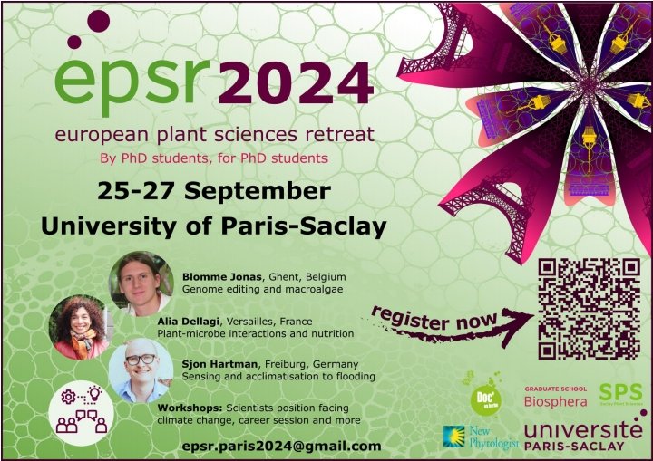 We have changed the deadline for the Registration for the European Plant Science Retreat (EPSR) which is like a mini symposium for the and by the PhD students. We will have speakers from Belgium, Germany and France. 
The new last date for registration is 12 September 2024. 🌱🙂