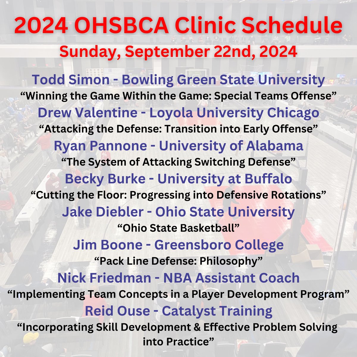 ohioBKcoaches's tweet photo. Join us in Columbus this fall for the 2024 OHSBCA Clinic presented by BSN Sports. Make sure to register early to take advantage of our early bird pricing. 

🗓️ September 22-23, 2024
📍 Columbus, Ohio

🎟️ Register Today:
🔗 https://t.co/lexgR87nfG https://t.co/LpcyLIWPgs