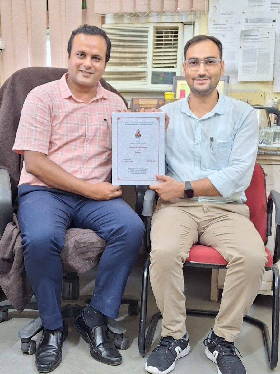 Prashant Singh (@prashantcyano) on Twitter photo Congrats <a href="/NareshSaloch/">NARESH SALOCH</a> for PhD thesis submission. I remember him mentioning in our 1st meeting in 2019 that he didn't knew #cyanobacteria. Glad to see him finishing with a novel genus and novel species in double digits.
It has been an honour to have known you Naresh.
Thanks! Congrats <a href="/NareshSaloch/">NARESH SALOCH</a> for PhD thesis submission. I remember him mentioning in our 1st meeting in 2019 that he didn't knew #cyanobacteria. Glad to see him finishing with a novel genus and novel species in double digits.
It has been an honour to have known you Naresh.
Thanks!
