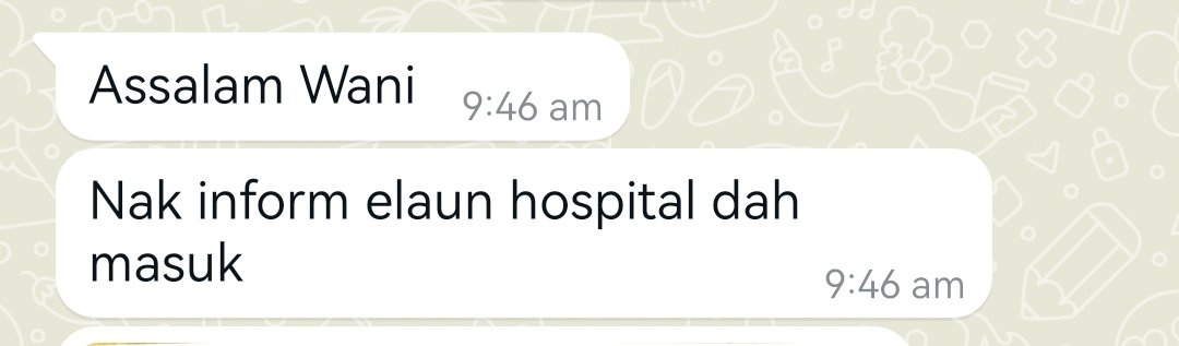 Hazwanihosni_'s tweet photo. Alhamdulillah duit claim elaun hospital client dah masuk.
Dengan adanya duit elaun hospital ni sedikit sebanyak cover duit poket client jaga anak warded dekat hospital.
Terima kasih penyumbang2 takaful HLMT.
#takaful #medicalcard #medicalcardbaby #HLMT #HongLeongMSIGTakaful https://t.co/WkzXN8lGy7