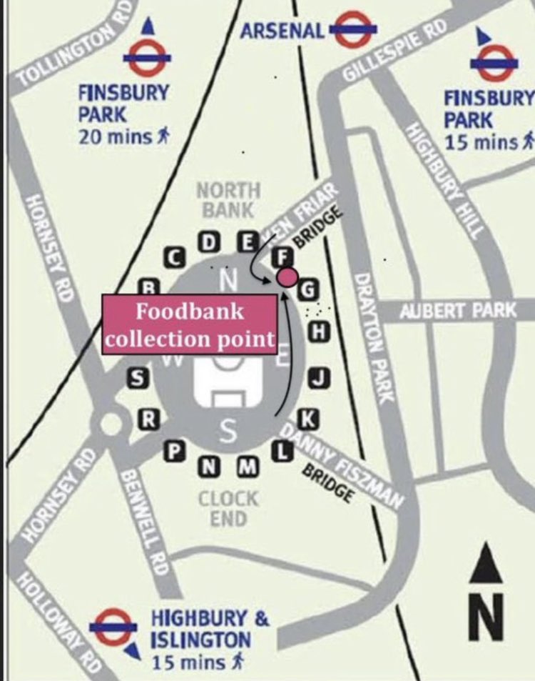 The Islington Food Bank collection point will be open this Saturday from 10:00 to just before #ARSBHA kick off at 12:30.

Items required:
Tinned Fruit
Tinned Fish
Pasta Sauce
Toothpaste/brushes
Shower gel
Biscuits
Tinned Rice Pudding

Please give what you can ❤️🤍
Please R/T