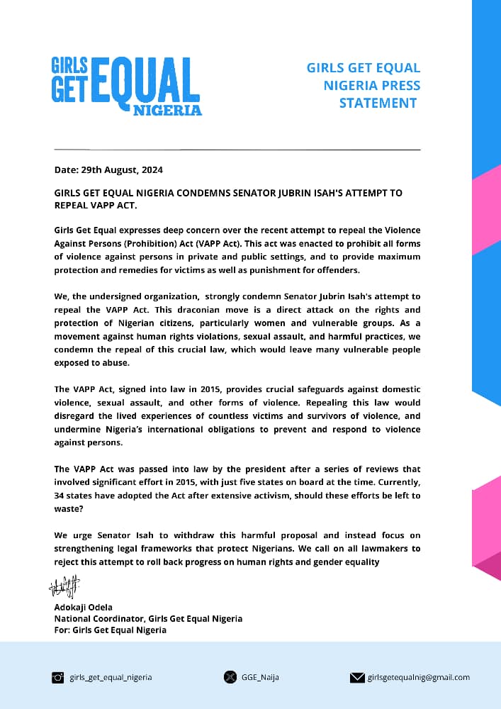 @DearSenator_JIE
I  write to show my displeasure at your proposal to repeal the violence Against Persons(Prohibition) Act 2015.(VAPPACT).