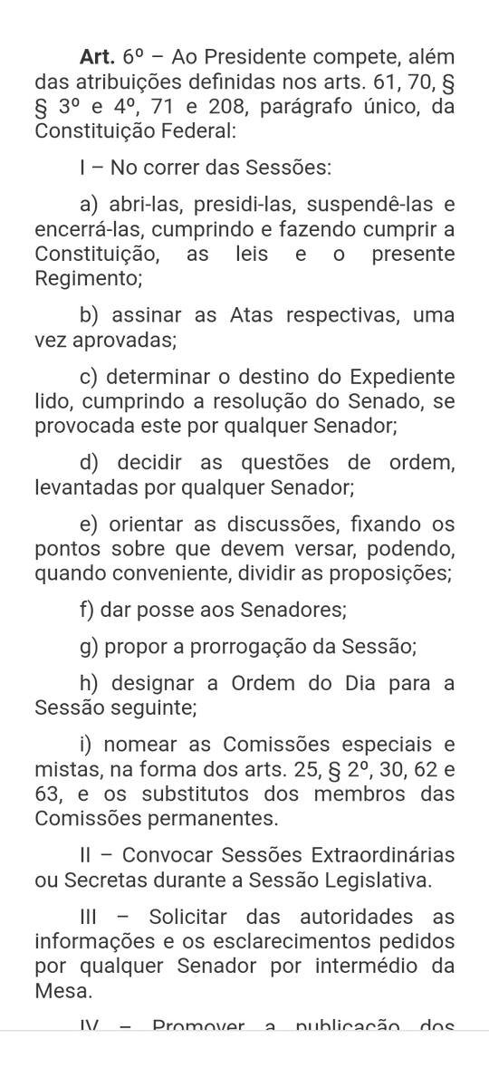 MichellyTesser's tweet photo. A partir desse vídeo do @Pavinatto fiz uma pesquisa e realmente o processo de impeachment de um iluministros não depende exclusivamente de apreciação de Rodrigo Pacheco. Segue um link.
https://t.co/0TMmfJiSop e dois prints com atribuições do presidente do senado segundo regimento interno