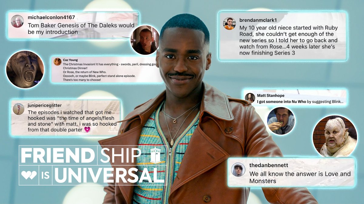 bbcdoctorwho's tweet photo. Where best to start a journey into the Whoniverse? #DoctorWho fans gave their recommendations! 👀

Did yours feature? Watch here👇 
https://t.co/wqsWVFmXQT https://t.co/9196tM9Fcq
