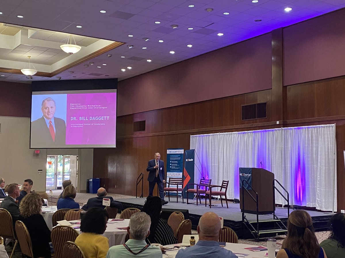 NCChamber's tweet photo. Our opening keynote by Dr. Bill Daggett on "The Changing Workplace: Opportunities and Challenges" is underway. Excited to learn about #AI's impact and workforce changes! #WorkReadyNC https://t.co/5k6PhNZKx9