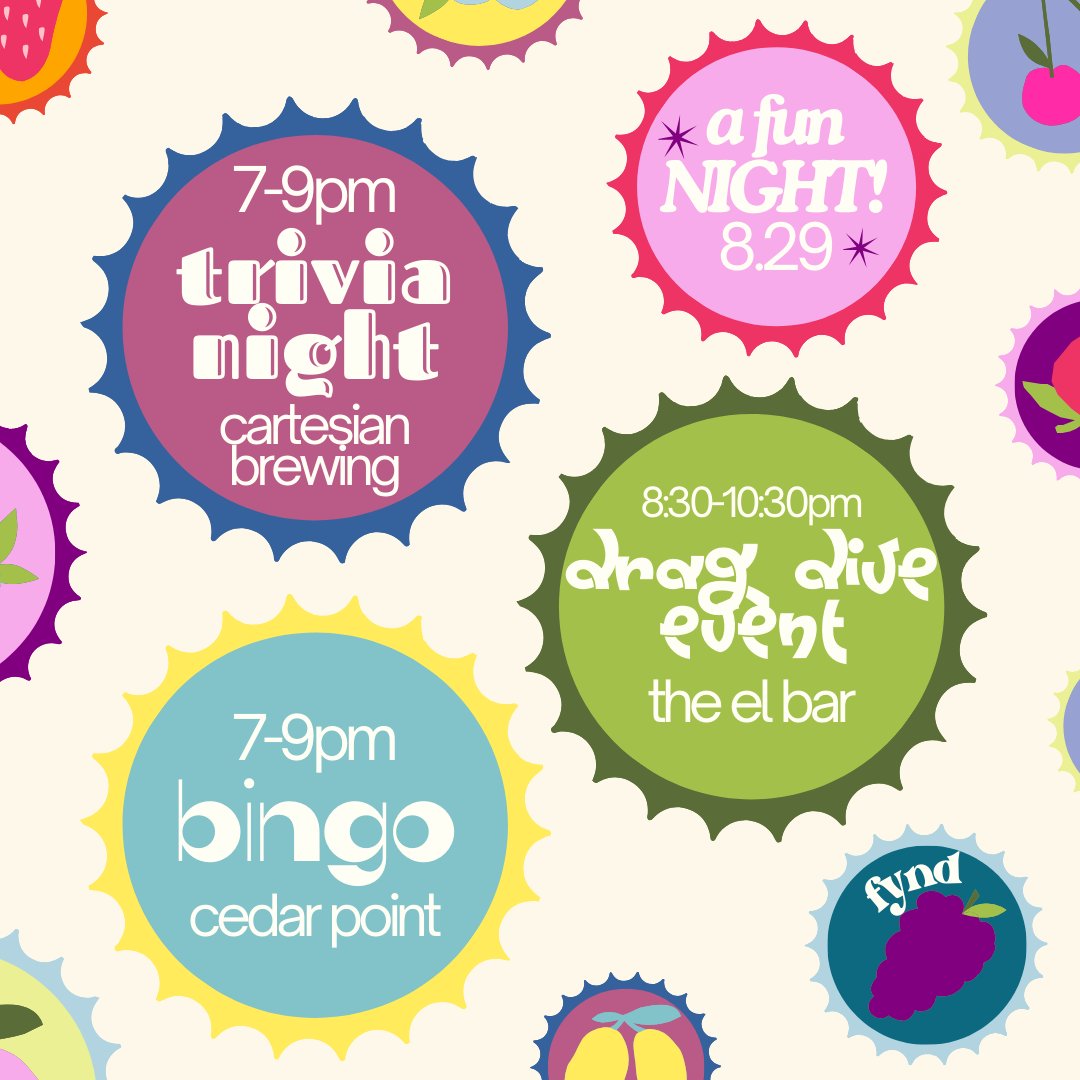 Tonight is packed with fun! Trivia Night at Cartesian Brewing from 7-9PM, Bingo at Cedar Point from 7-9PM, and almost live events at The El Bar from 8:30-10:30PM! 🎤⭐️🎱

⬇️  Download Here: 
getfynd.app/download-fynd/

#philadephia #philly #fynd #phillyevents #happyhour