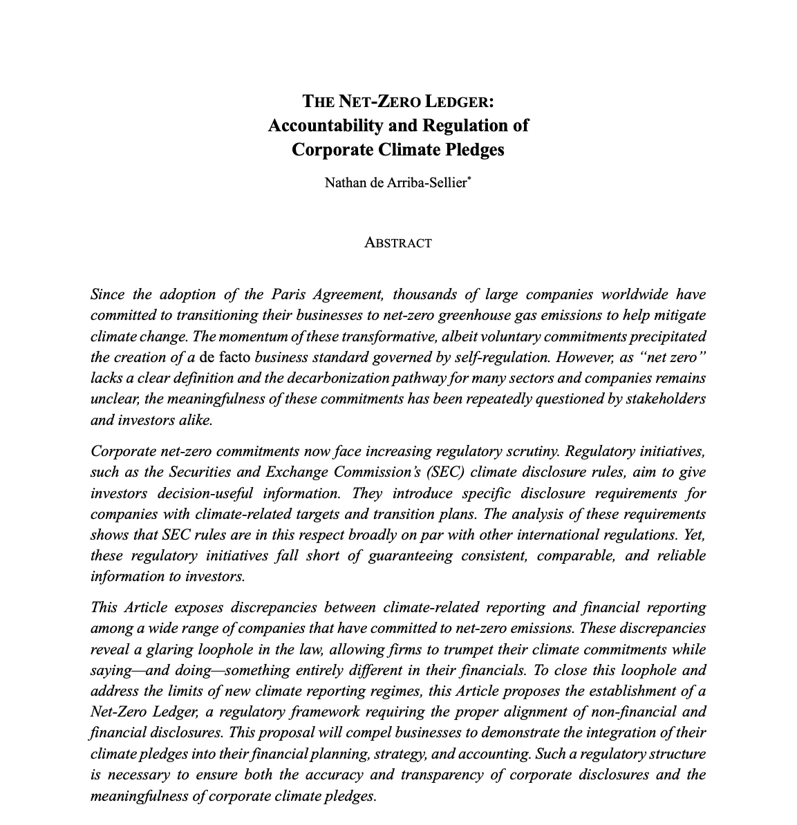 ICYMI, my paper on the regulation of corporate #netzero commitments is in the law review pipeline--my first solo trial in the United States 😅

Let me know if interested ;-)

#netzero #ESG #SECClimateRule #ISSB #CSRD #CS3D #greenwashing #corporatelaw #corpgov #secreg #climatelaw
