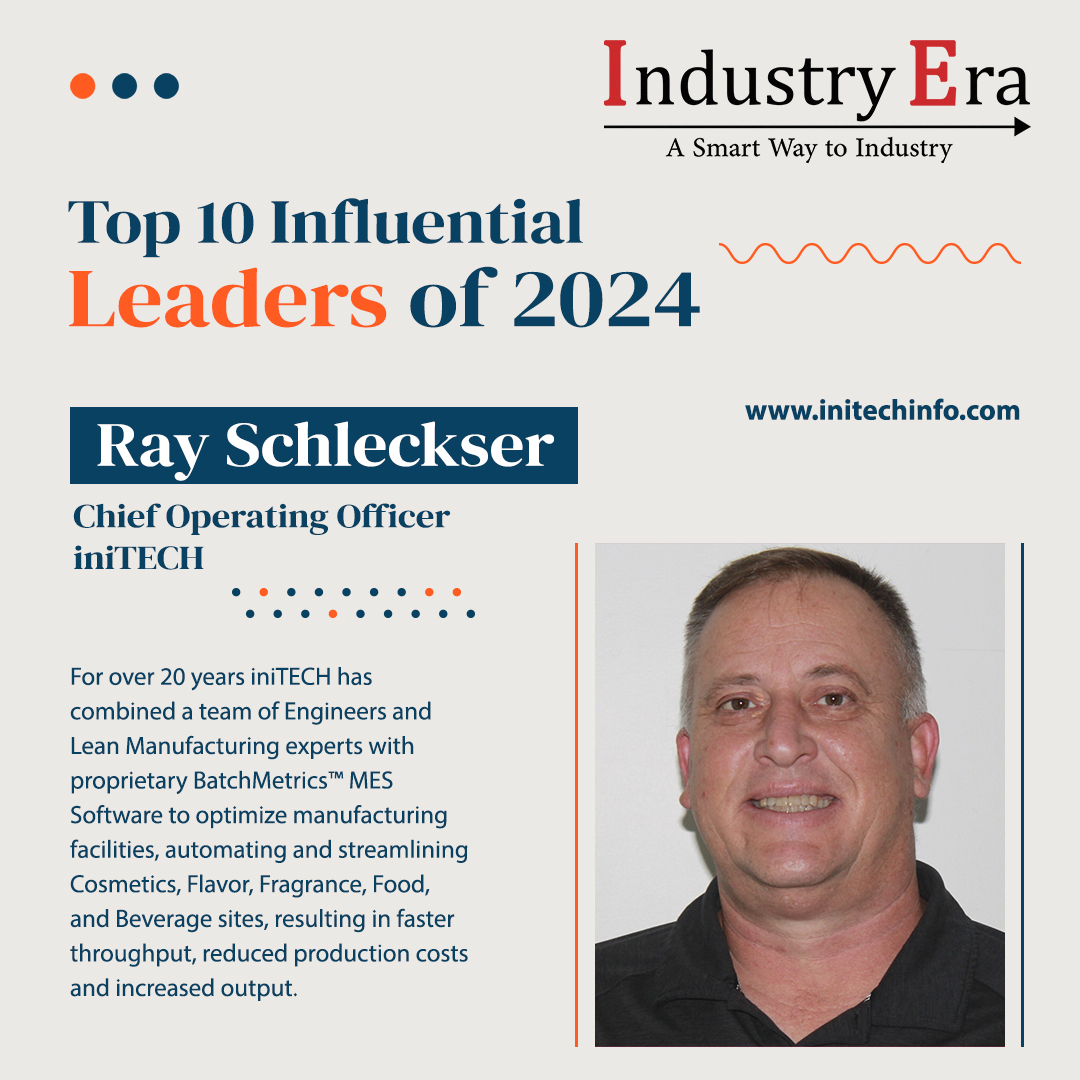 Ray Schleckser #chiefoperatingofficer of iniTECH
#iniTECH #engineers #manufacturingexperts #software #manufacturingfacilities #automating #streamliningcosmetics #flavor #fragrance
industry-era.com/Ray-Schleckser…