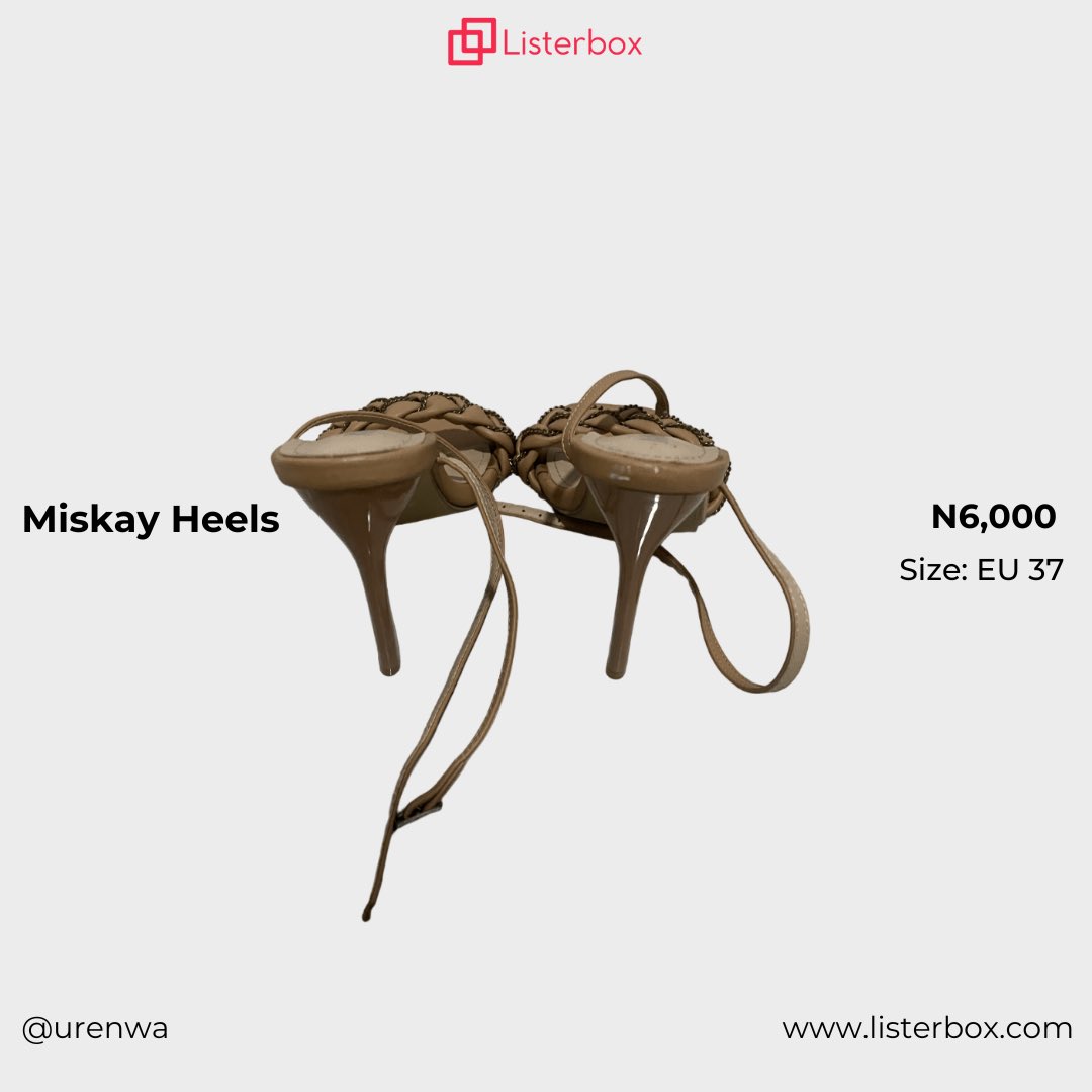 Step into elegance with these neatly used Miskay Heels. Perfect for any occasion. Size: EU 37

To get this item, 
1. Visit listerbox.com 
2. Search for Miskay Heels
3. Order 😊🛍️

#Thrift #Fashion #Sustainability #EcofriendlyShopping #Heels