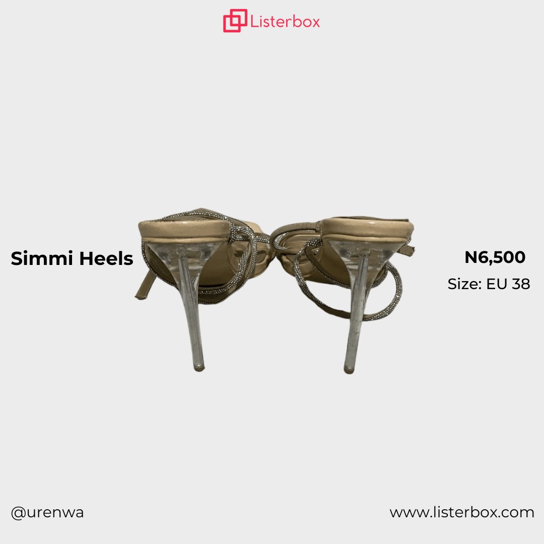 Add a touch of glamour to your outfit with these neatly used Simmi Heels, a classy design and a comfortable fit. Size: EU 38

To get this item, 
1. Visit listerbox.com 
2. Search for Simmi Heels
3. Order 😊🛍️

#Thrift #Fashion #Sustainability #EcofriendlyShopping #Heels