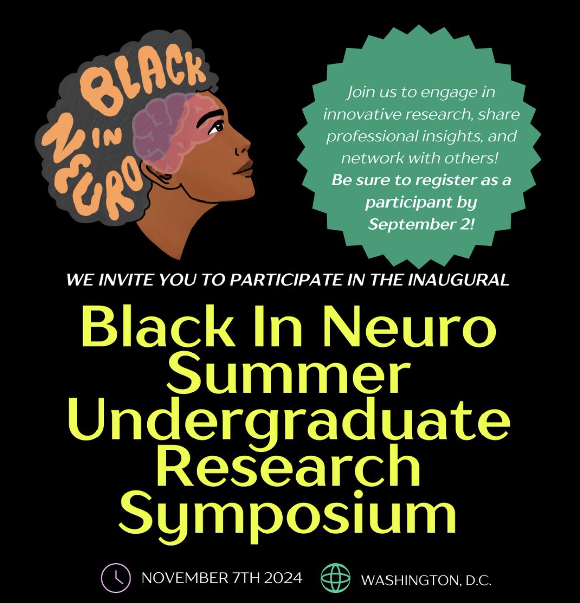 🚨DEADLINE EXTENDED 🚨

For any undergraduate neuroscience student who wishes to participate in the Black In Neuro SURP Symposium. You have till Monday September 2,2024 to sign up! Don't miss your chance to present at this year's event!

Application Link: forms.gle/nLVfdcGk2dsoMH…