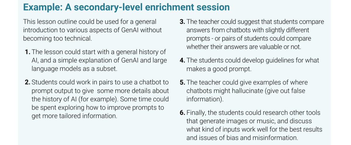 Mr Lovell CompSci Teaching (@mrlovellcomp) on Twitter photo Thanks <a href="/suesentance/">Sue Sentance</a> etc al 😀 Some useful ideas on how GenAI can support teachers and students - I particularly like this idea of how teachers could introduce GenAI in a secondary enrichment session 💡 Thanks <a href="/suesentance/">Sue Sentance</a> etc al 😀 Some useful ideas on how GenAI can support teachers and students - I particularly like this idea of how teachers could introduce GenAI in a secondary enrichment session 💡