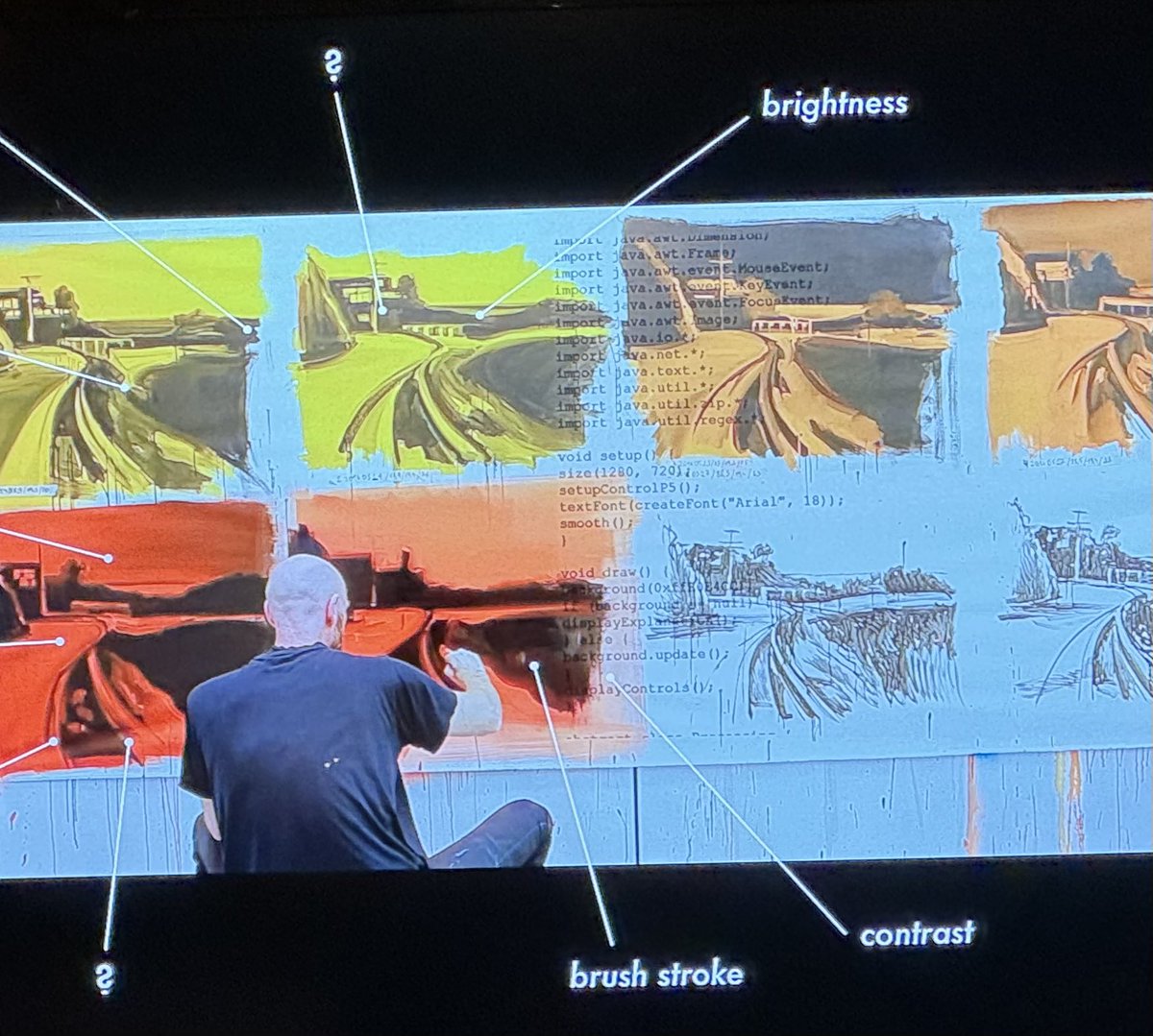 michelgagnon's tweet photo. I attended a dinner yesterday with the awesome @squarespace team at Crackers, a fantastic restaurant in Berlin. @LipskiRoman gave a brilliant presentation on how he's taken his painting to the next level using AI. It’s rare to see artists embrace new tech like Roman does. https://t.co/oV1i8CmEvw