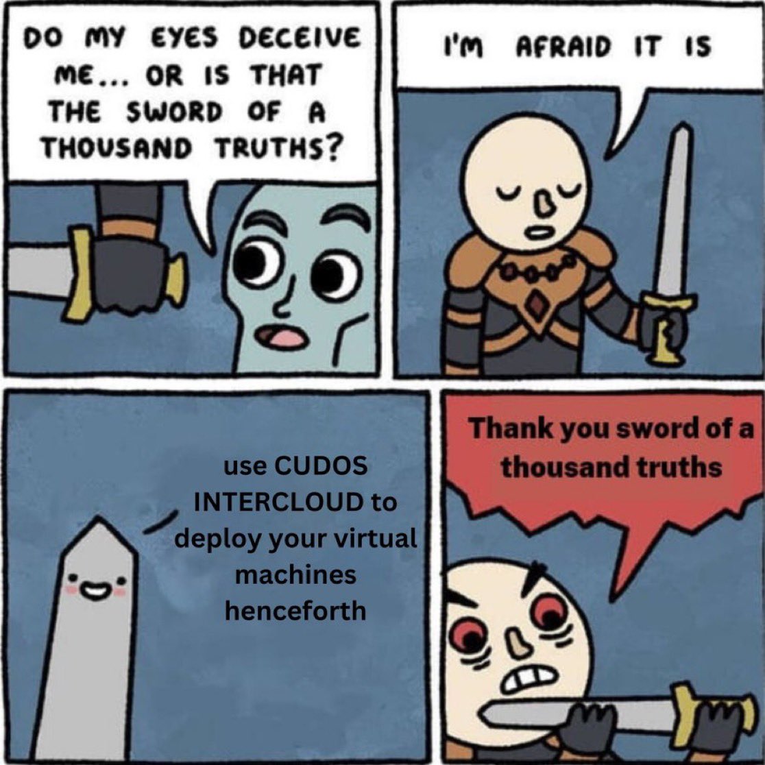 lexx_august's tweet image. The sword of a thousand truth has spoken.
Looking for where to deploy VMs easily? head over to intercloud.cudos.org.

The best cloud computing platform.

@CUDOS_ #CloudCompute