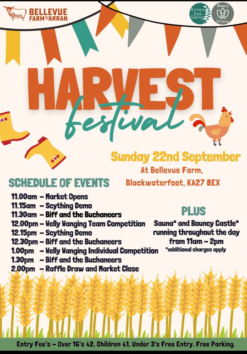 Lots going on at this year’s Harvest Fest!! Hope you can make it!!😉

 #buylocal #buylocalsupportlocal #harvestfest2024 #harvestfun #familyfun #FamilyFunDay #openfarm #bellevuearran #wellywang #calmac #visitarran #arranslarder