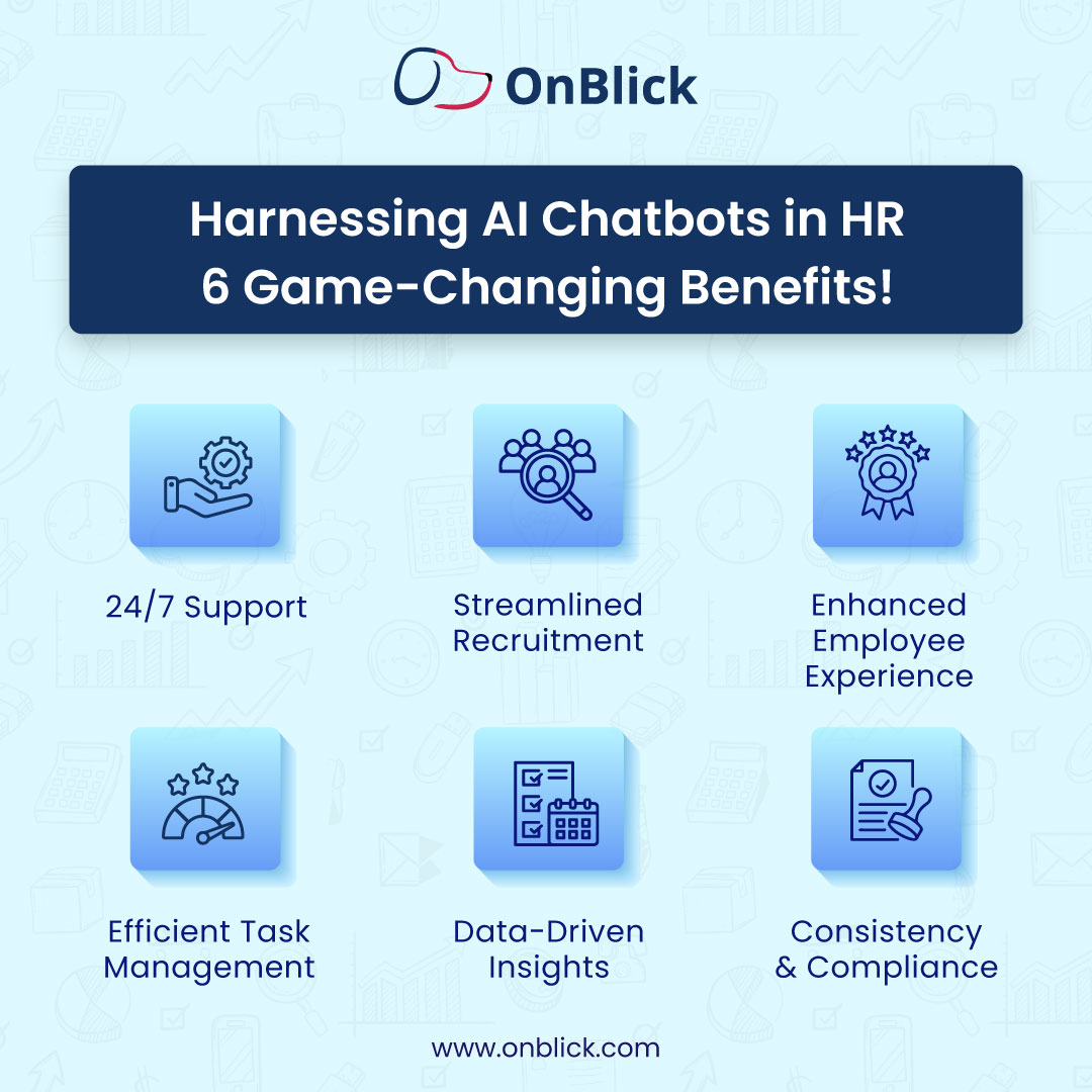 Discover how AI chatbots are revolutionizing HR! 

From automating tasks to enhancing employee experience, these digital assistants are transforming how HR teams operate. 

Learn how implementing AI chatbots can streamline processes and boost your HR efficiency.

#onblick #hr #ai