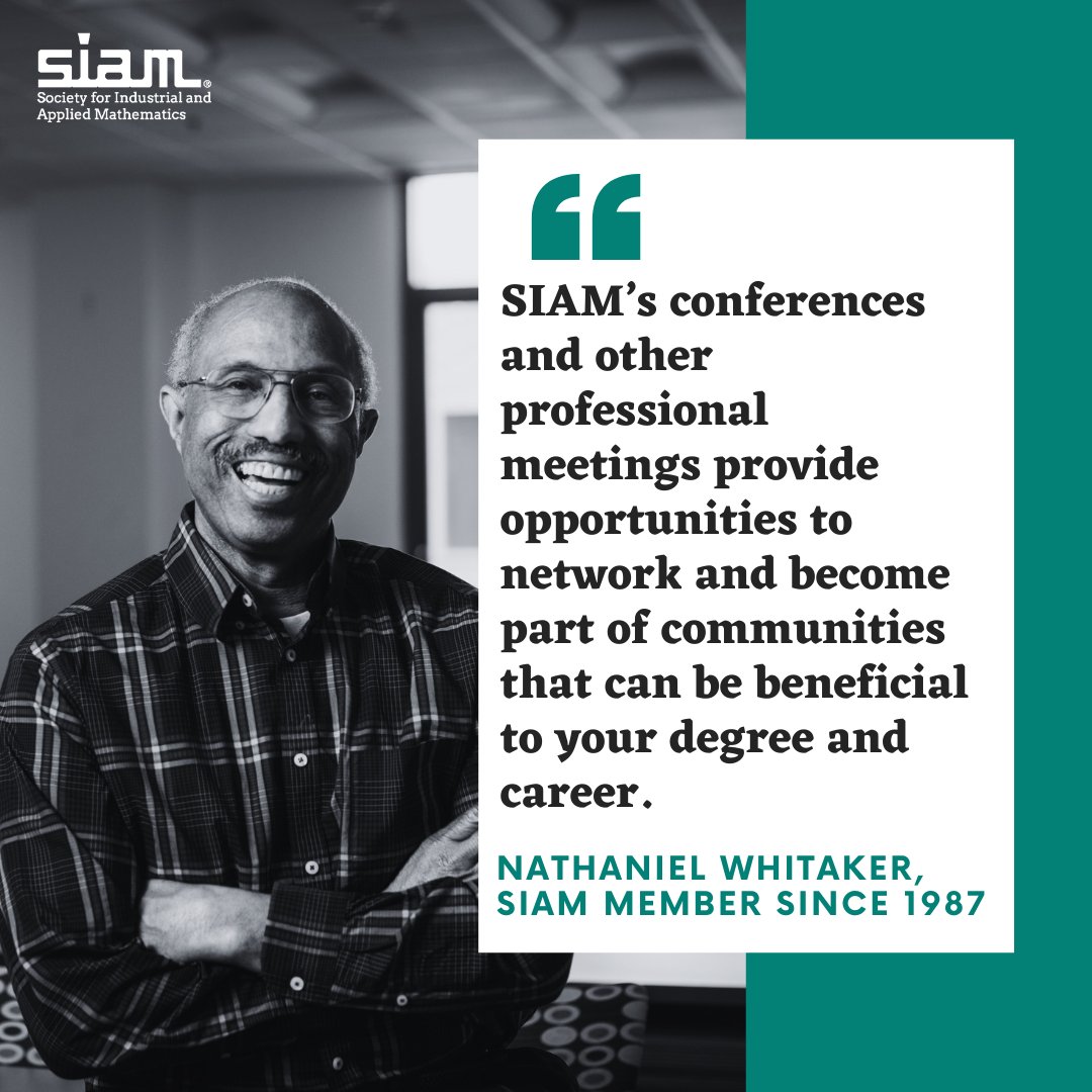 TheSIAMNews's tweet photo. ⏳ Early registration for the 2024 SIAM Conference on Mathematics of Data Science ends 9/18!

As Dr. Nathaniel Whitaker highlights, SIAM conferences can advance your career through community &amp; #networking.

Don't miss out—join us at #SIAMMDS24! ➡️ https://t.co/EdoC0JjKsY https://t.co/N3nKkCOcIO