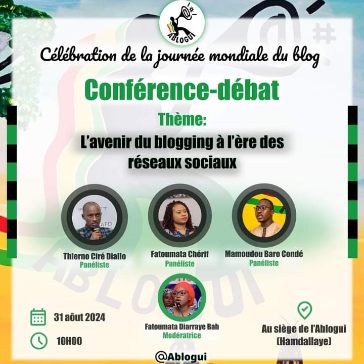 kingdiak's tweet image. 📢  𝐉𝐨𝐮𝐫𝐧𝐞́𝐞 𝐌𝐨𝐧𝐝𝐢𝐚𝐥𝐞 𝐝𝐮 𝐁𝐥𝐨𝐠 ! 🌐✍️
Le 31 août 2024, nous organisons une 𝐜𝐨𝐧𝐟𝐞́𝐫𝐞𝐧𝐜𝐞-𝐝𝐞́𝐛𝐚𝐭 à notre siège autour du thème &quot;𝑳’𝒂𝒗𝒆𝒏𝒊𝒓 𝒅𝒖 𝒃𝒍𝒐𝒈𝒈𝒊𝒏𝒈 𝒂̀ 𝒍’𝒆̀𝒓𝒆 𝒅𝒆𝒔 𝒓𝒆́𝒔𝒆𝒂𝒖𝒙 𝒔𝒐𝒄𝒊𝒂𝒖𝒙&quot;. 
#BlogDay2024 #ABLOGUI