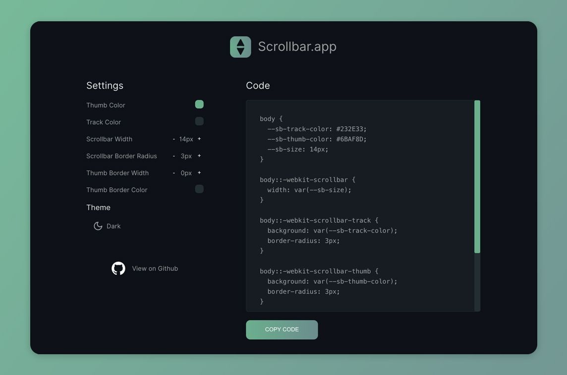 MadeWithVueJS's tweet image. Quickly create custom CSS scrollbars with this open-source online editor #madewithvuejs by @webdevolution_ 👆️↕️ - madewithvuejs.com/scrollbarapp