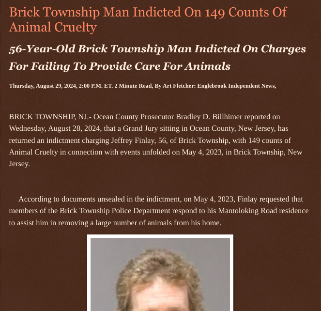 ArtFletcher9's tweet photo. Brick Township Man Indicted On 149 Counts Of Animal Cruelty https://t.co/UZDv56V1MF via @Englebrooknews #oceancountynj #bricktownshipnj #indictment #animal #cruelty @wireless_step @HRG_Media @LodiNJNews @Breaking911 @WarhammertimeII @SugarMAGA @fordmb1 @TJ_Patriot1 @SarahGeving1 @Daytobehappy @janninereid1 @gator4kb18 @MichelleF_35 @TrumpWasRite @USATRUMPMAN1 @Shannon96574094 @Kimberley1usa @KathyKbrose @juliepatriot67 @julie_dutto @RobGerundo @JimBobW49 @jimstemen @ECOAlphaTango @steder74 @Y6s8D8vmnCo394k @SAM002024 @ramsey_lewis007 @DSteampipe @qfd_bruce @colacasia2