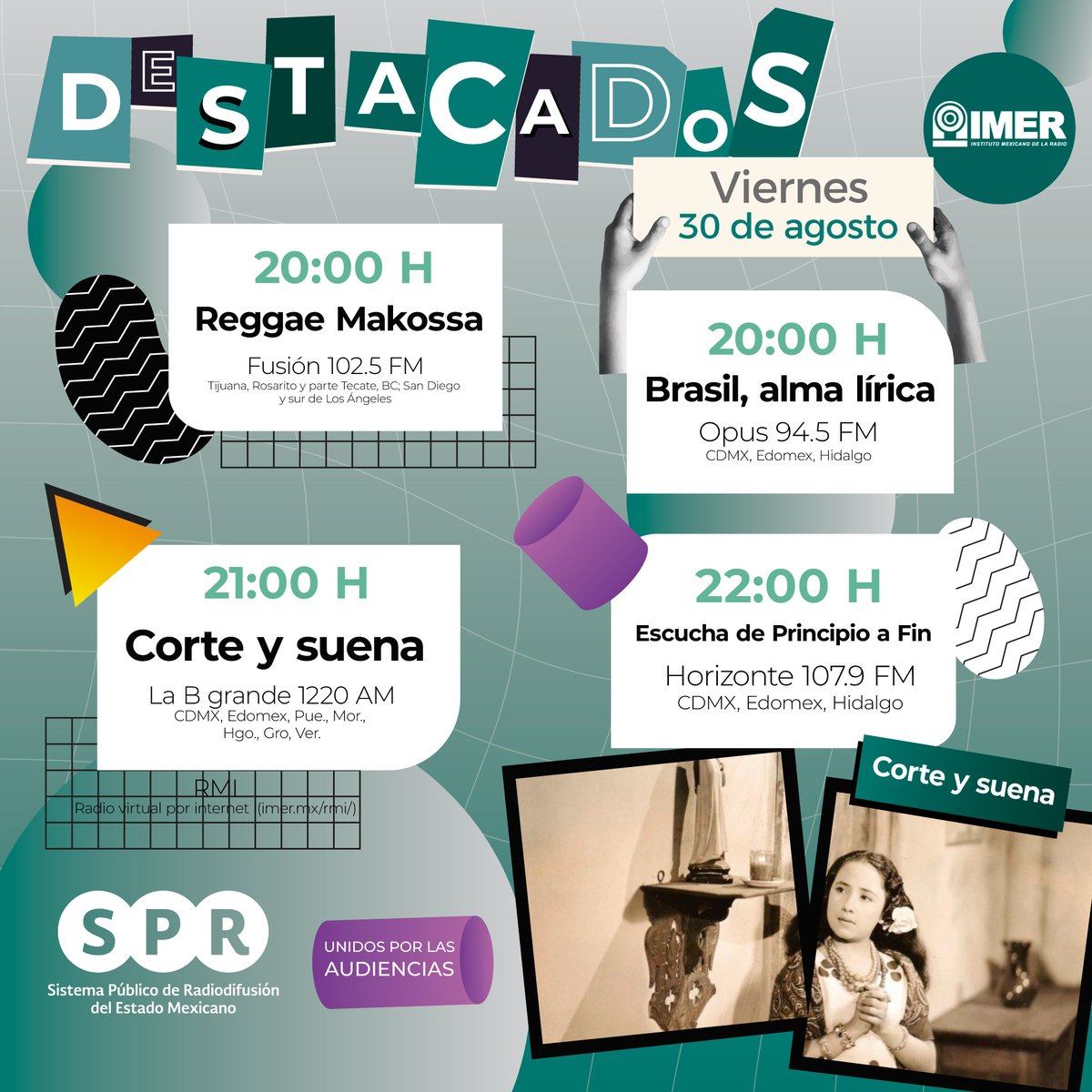 SPRMexico's tweet photo. Conoce la trayectoria de #EvitaMuñoz  y #MaríaEugenia , dos de las más grandes estrellas infantiles del cine de #México.⭐️📽️

¡No te pierdas #CorteYSuena!☺️

🗓️30 de agosto⏰21:00h en @XEB1220AM, una emisora del @imerhoy por el📻#1220AM

#UnidosPorLasAudiencias https://t.co/TequrWlFEE