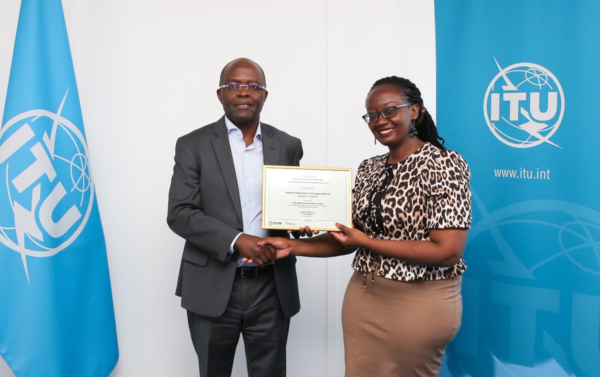 Cosmas Zavazava (@itubdtdirector) on Twitter photo Recognition for the <a href="/WSISprocess/">World Summit on the Information Society (WSIS)</a> Digital Service Design Special Prize 2024 won by <a href="/NITAUganda1/">NITA-Uganda</a> for developing Ugandan Public Authentication and Signing Solution (UGPass), showing the impact of integrating trust & efficiency into #DigitalGovernment to boost #DigitalTransformation Recognition for the <a href="/WSISprocess/">World Summit on the Information Society (WSIS)</a> Digital Service Design Special Prize 2024 won by <a href="/NITAUganda1/">NITA-Uganda</a> for developing Ugandan Public Authentication and Signing Solution (UGPass), showing the impact of integrating trust & efficiency into #DigitalGovernment to boost #DigitalTransformation