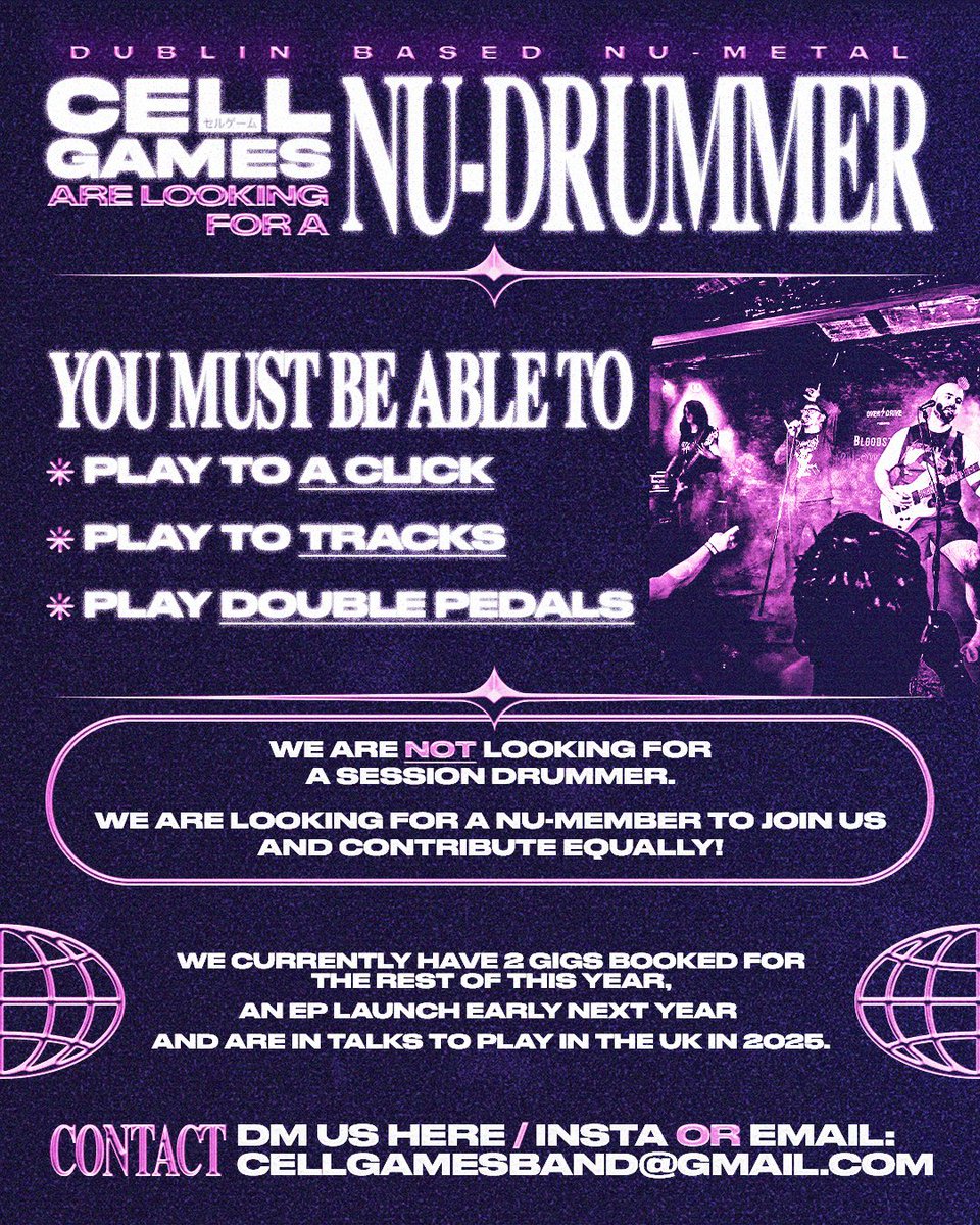 Twitter isn't for finding drummers but <a href="/cellgames_mp3/">Cell Games</a> need a drummer and I'm always on here soooo