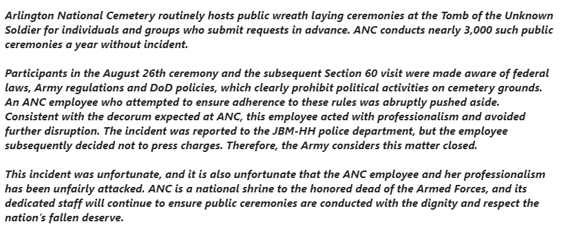 Never in my life has the Department of the Army had to issue an official statement rebuking a presidential candidate. 

Yet there are STILL maga fascists trying to spin this. 

Disgusting.