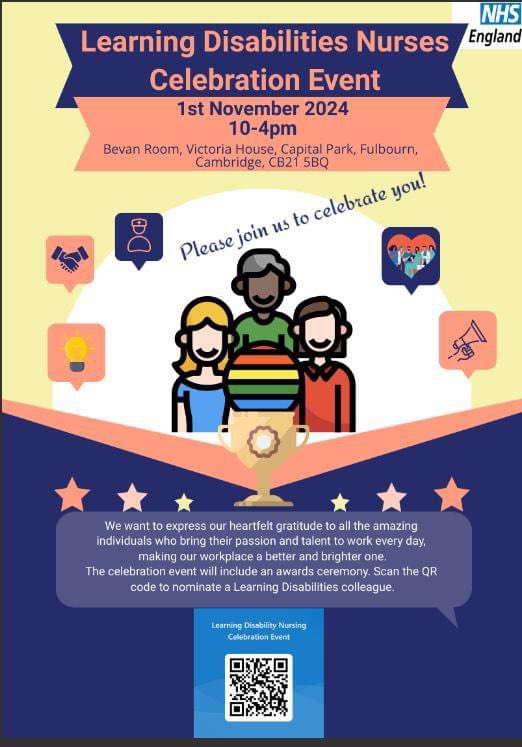 Sue Bridges 💙 #chooseLDNursing (@suebprof1) on Twitter photo Are you in the East of England? Nominate now for our <a href="/NHSHEE_EoE/">NHSE Workforce, Training and Education – EoE</a> special #chooseLDNursing Celebration event on #LDNurseDay 1st November. Scan the QR code to enter… Are you in the East of England? Nominate now for our <a href="/NHSHEE_EoE/">NHSE Workforce, Training and Education – EoE</a> special #chooseLDNursing Celebration event on #LDNurseDay 1st November. Scan the QR code to enter…
