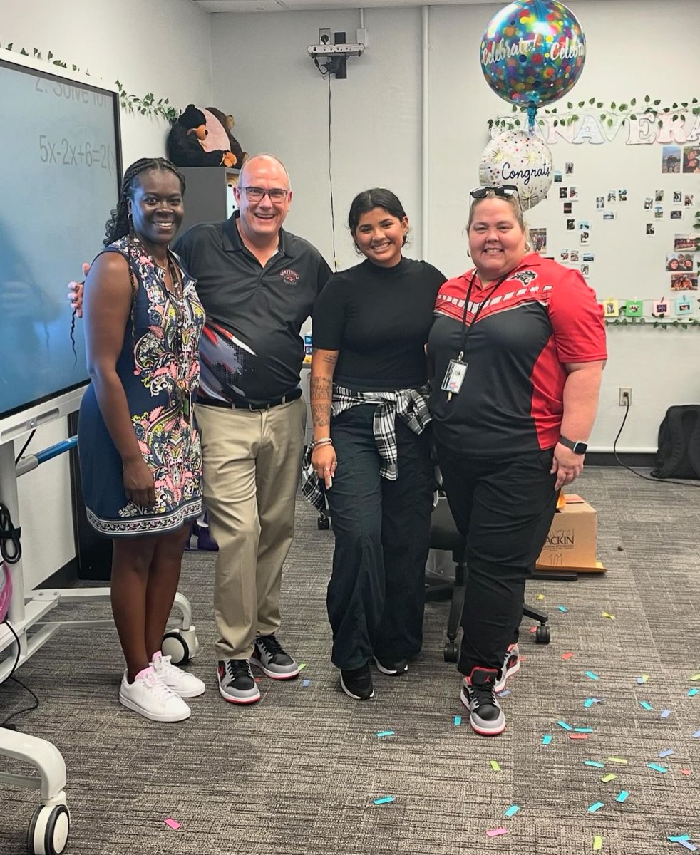 We surprised and celebrated Ms. Canaveral for being the only Algebra 1 teacher in  the Osceola School District to receive a Highly Effective on her VAM score! This score is calculated by the Florida Department of Education to measure the impact of a teacher on student learning.