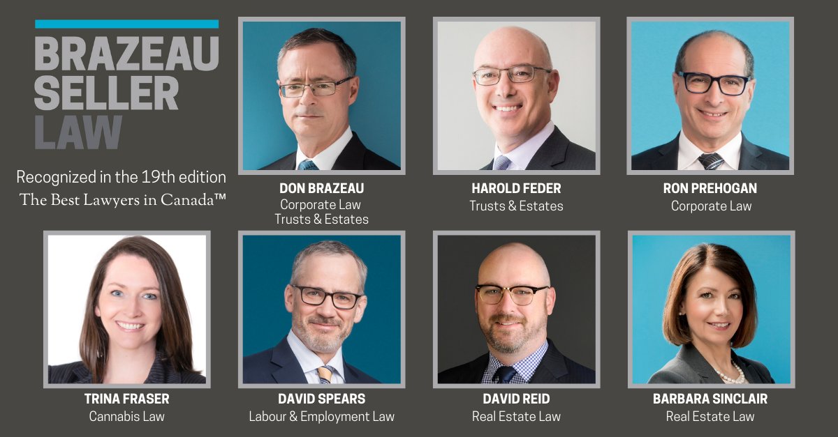 Congratulations to Donald Brazeau, <a href="/HaroldFeder/">Harold Feder</a>, Ron Prehogan, @TrinaFraser, David Spears, David Reid and Barbara Sinclair for their recognition in the 19th edition of the Best Lawyers in Canada!

brazeauseller.com

#bestlawyers #recognition #ottawalawyers
