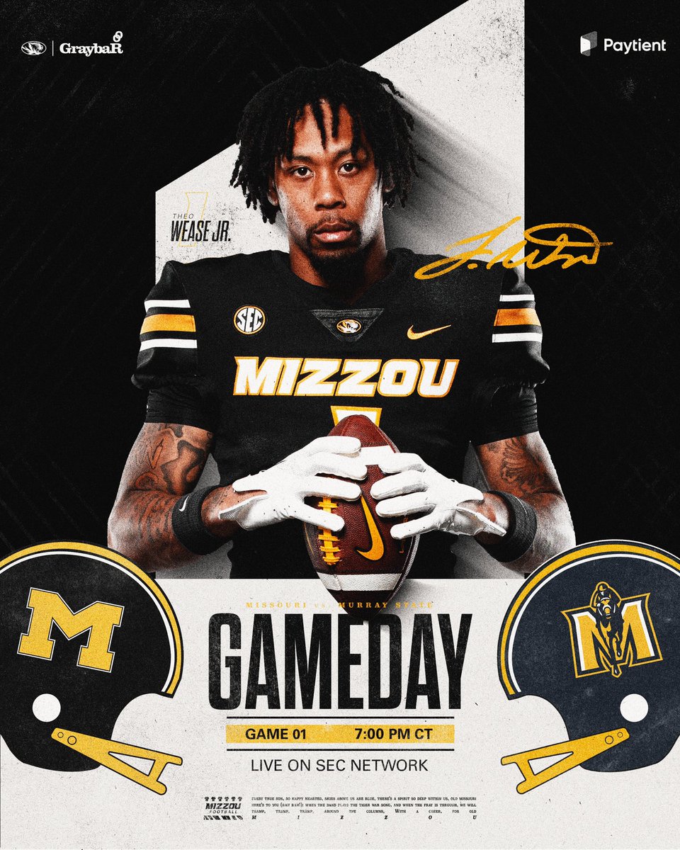 MizzouFootball's tweet photo. Game day vs Murray StateβΌοΈ
π Faurot Field
β° 7:00 CT
πΊ @secnetwork
#MIZ π―π https://t.co/XSRH9Po8Tf