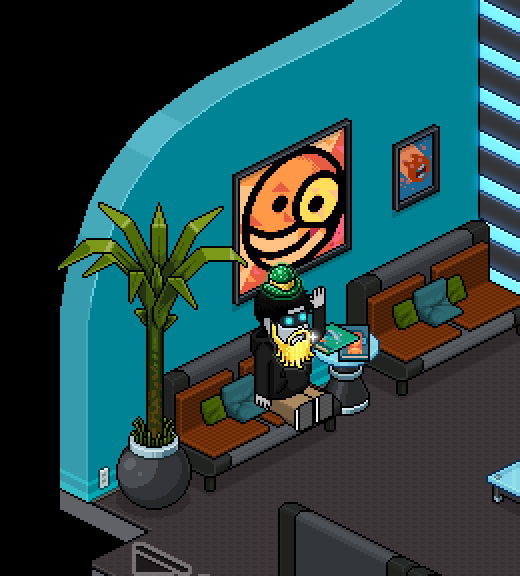 Just me, giving some inner leprechaun vibes in <a href="/Habbo/">Habbo</a>'s Welcome Lounge 👋