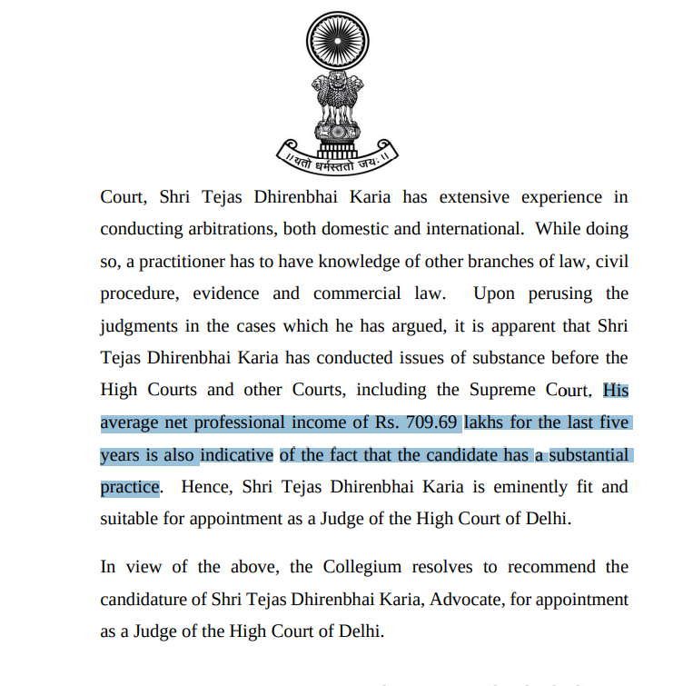 CiteCase's tweet image. &apos;Professional income&apos; of a lawyer is also a factor while considering his elevation as HC Judge !