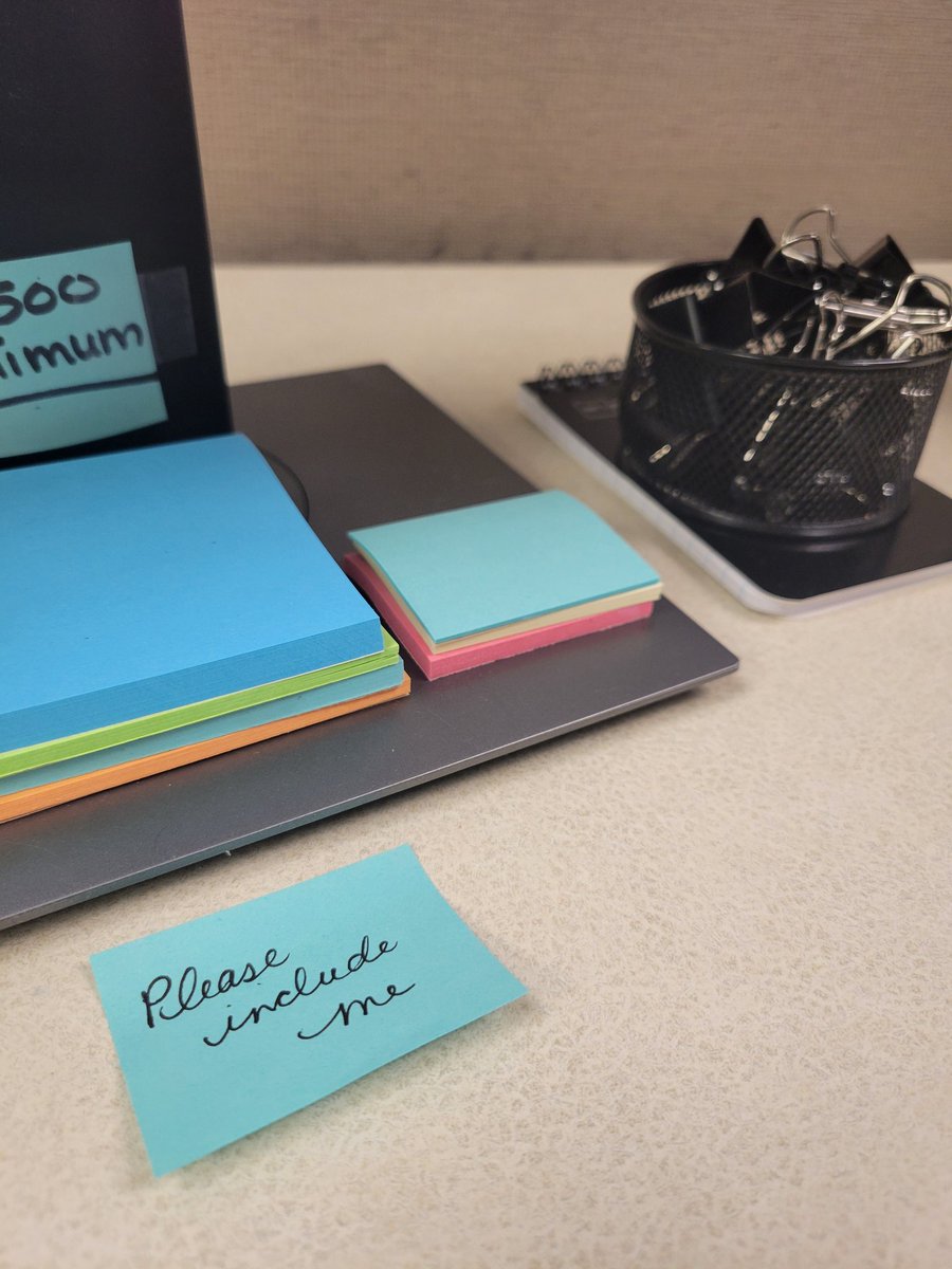 When your sticky note makes you look lonely, but really it's just a reminder to tell people to include you in future emails...