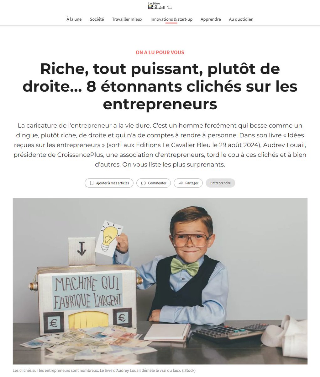 📣"Idées reçues sur les entrepreneurs", la presse en parle ! 
Pour tous ceux qui voient les entrepreneurs comme des "êtres à part", pour tous ceux qui veulent savoir ce que peuvent vivre des entrepreneurs engagés!