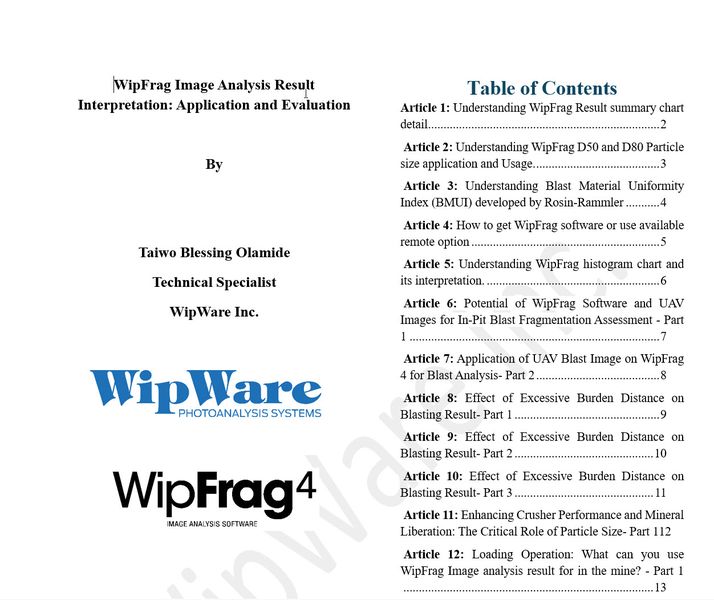 WipWare's tweet image. We are very excited to share with you the release of  Blessing&apos;s latest book, the WipFrag Result Interpretation Handbook! 
📚 Download Your Copy Now: wipware.com/downloads/
facebook.com/share/p/1mUMUT…
#Blasting #Mining #WipFrag #FragmentationAnalysis #RockEngineering #BookLaunch