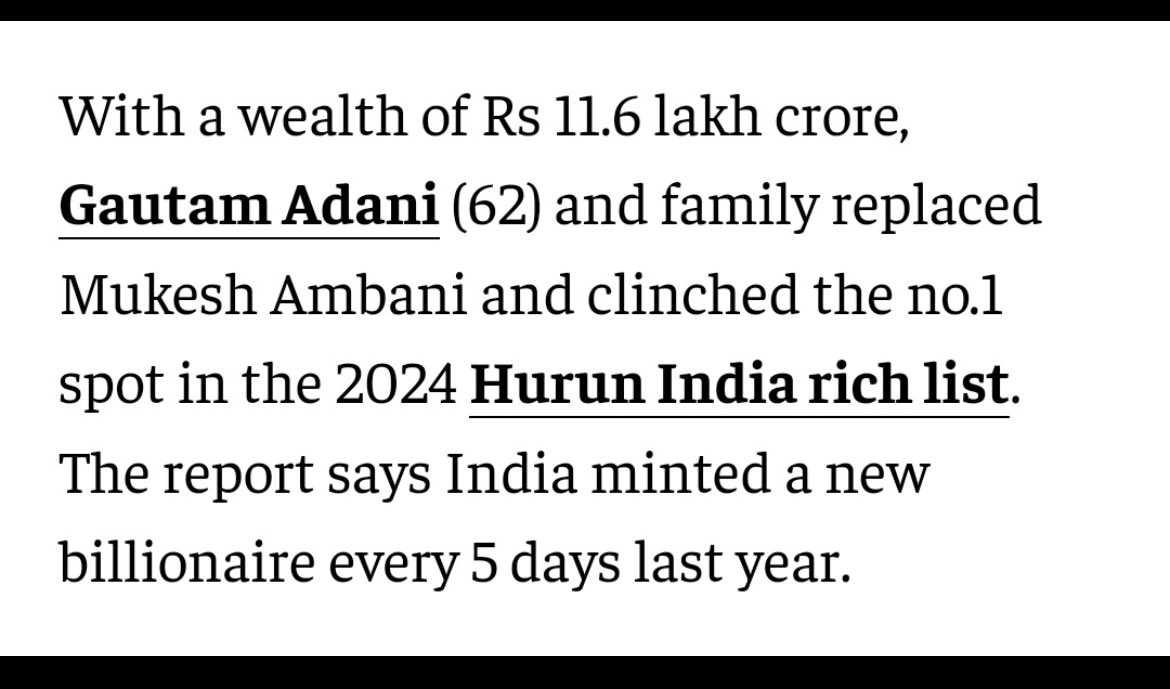 2001mohitgoyal's tweet image. Despite the Hindenburg report, Gautam Adani again became the richest man in India.

India🇮🇳 minted a new billionaire every 5 days last year.
#capitalism #MukeshAmbani #AdaniGroup #Ambani #rich #Reliance #job #Berojgaar_Haryana