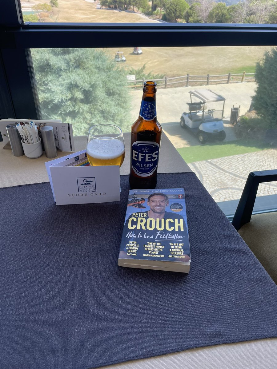 Very warm round today at Kusadasi International Golf Club Turkey followed by a refreshing EFES and few more pages of <a href="/petercrouch/">Peter Crouch</a> How To Be A Footballer, which is a very funny read! ☀️ 🍺 ⛳️ 🇹🇷