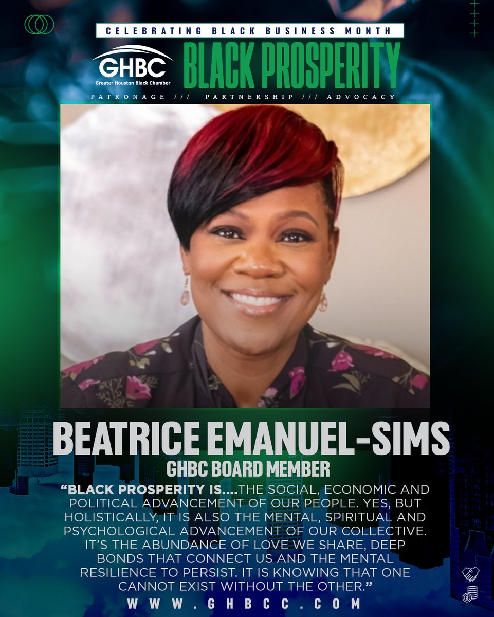 From innovation to inspiration, Black-owned businesses in Houston are leading the way. Celebrate #BlackProsperity this month by supporting these trailblazers! #BlackBusinessMonth
--
#GHBC #HoustonBlackChamber  #EmpowerBlackProsperity #SupportBlackBusiness #BlackExcellenceHTX