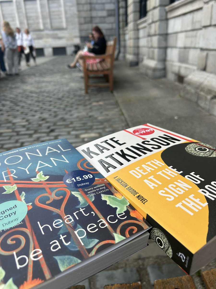 HelenaEaton's tweet photo. With two new books to enjoy, sitting out opposite the Arts Block @tcddublin I’m transported waaaaaay back to student days. I’m sure there are far more tourists here nowadays though! https://t.co/dj7mH0XASy