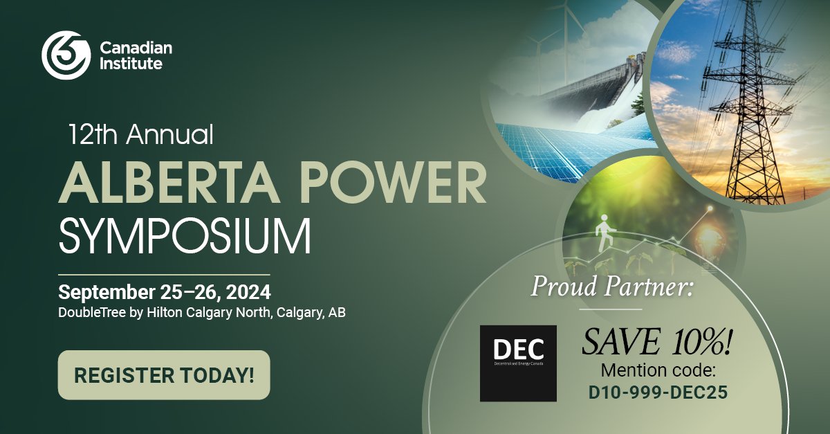 Join <a href="/CI_Conferences/">The Canadian Institute</a> at the 12th Alberta Power Symposium on Sept 25-26, in Calgary! Be in the room with power sector leaders as they discuss the regulatory landscape, environmental targets, the power supply mix, and more!

Save with D10-999-DEC25  bit.ly/3VG6ffp