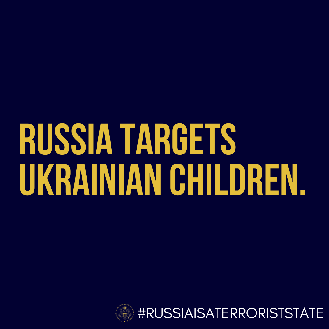 HelsinkiComm's tweet photo. Ukrainian children deserve to grow up free from the fear of Russian forces bombing their playgrounds & hospitals, torturing & killing their parents, and kidnapping them from their homes. 🇺🇦
#RussiaIsATerroristState https://t.co/oDS5G3nO36