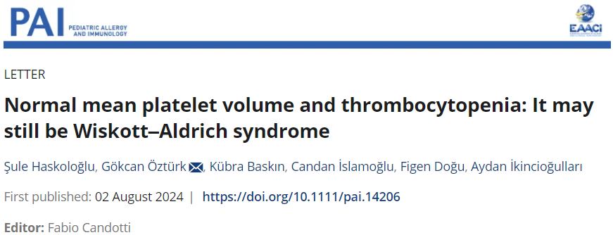 PAI (@pai_eaaci) on Twitter photo The #letter “Normal mean #platelet volume and #thrombocytopenia: It may still be Wiskott–Aldrich syndrome” published in the #PAI_Journal is available here 🔗 doi.org/10.1111/pai.14…!
.
#plateletvolume #WiskottAldrichsyndrome
<a href="/flitchy92/">Dr. Flitchy</a> The #letter “Normal mean #platelet volume and #thrombocytopenia: It may still be Wiskott–Aldrich syndrome” published in the #PAI_Journal is available here 🔗 doi.org/10.1111/pai.14…!
.
#plateletvolume #WiskottAldrichsyndrome
<a href="/flitchy92/">Dr. Flitchy</a>