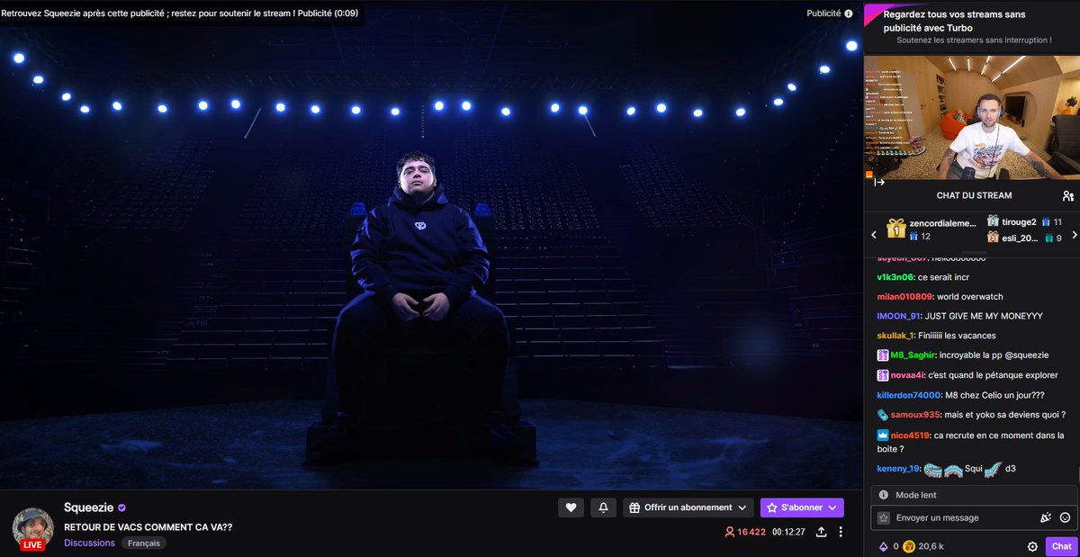 Aller sur le stream de <a href="/xSqueeZie/">M8 Squeezie</a> et avoir une pub de la prestigieuse