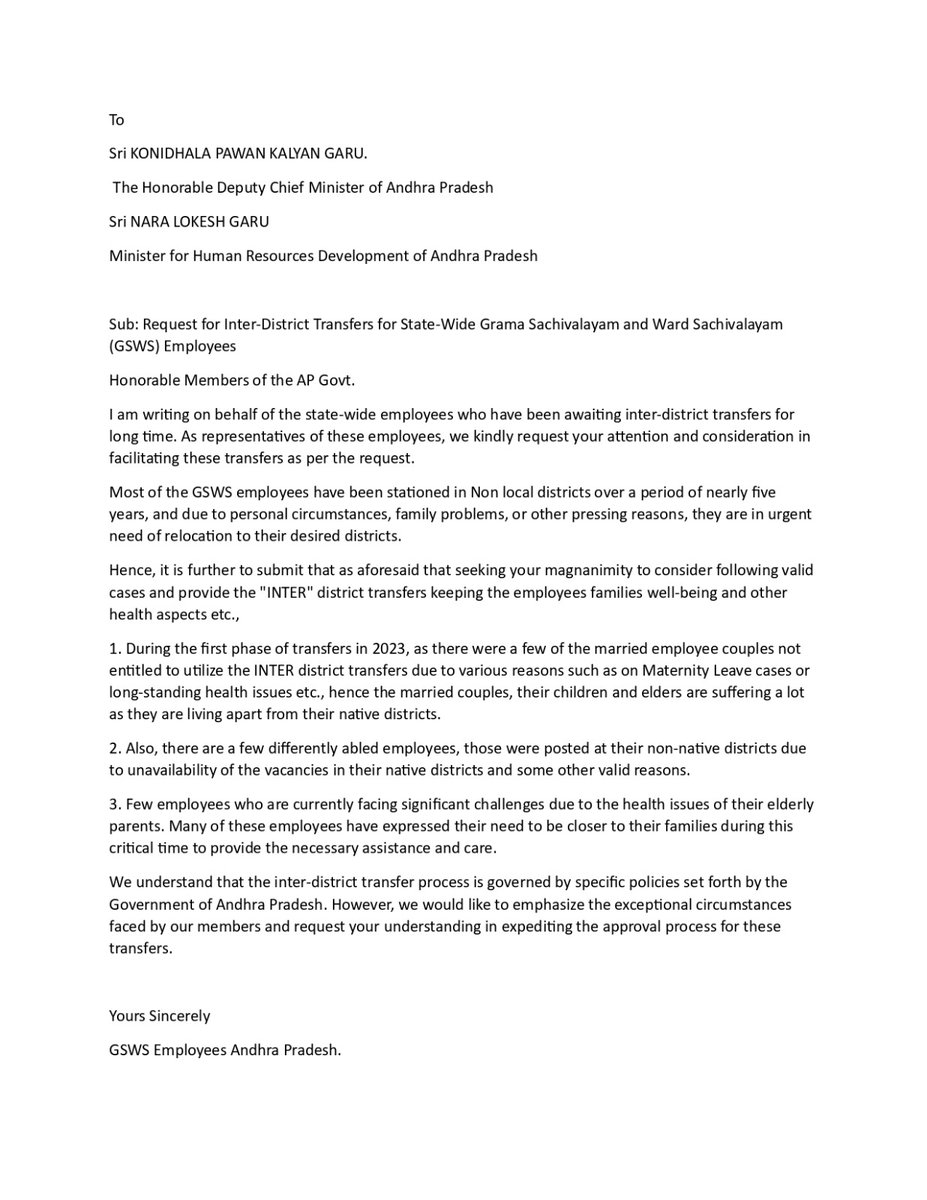 KDPprasad1's tweet photo. @PawanKalyan @naralokesh @ncbn @GSWSOfficial @ramanjaneyalu @Burla_IAS Requested Respected Officials for inter district transfers. https://t.co/piK1O6eBVa