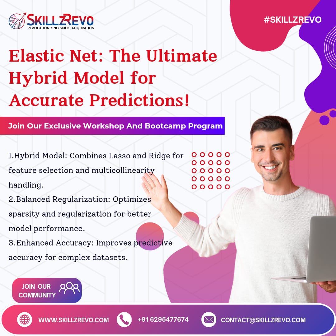 skillzrevo89393's tweet image. Elastic Net combines Lasso&apos;s feature selection and Ridge&apos;s regularization to handle complex datasets, prevent overfitting, and maintain accuracy. Ideal for correlated variables, it’s the go-to for robust, interpretable models. #ElasticNet #PredictiveModeling