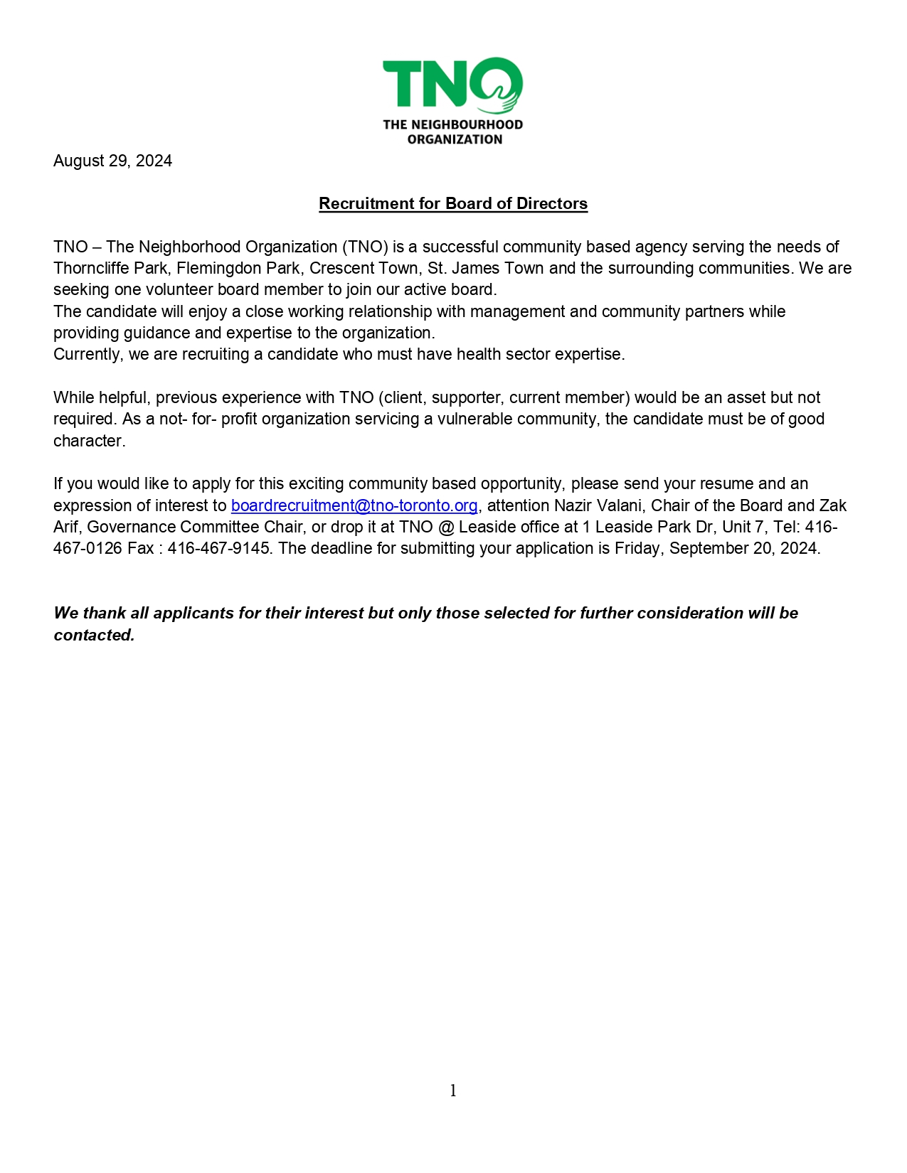 TNO-THE NEIGHBOURHOOD ORGANIZATION on X: “#TNO is seeking one